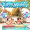 9.8×1.9ft Happy Birthday Pool Party Banner & 30 Balloons | Colorful Summer Hawaiian Backdrop for Outdoor Yard Decor, Baby Shower & Birthday Supplies